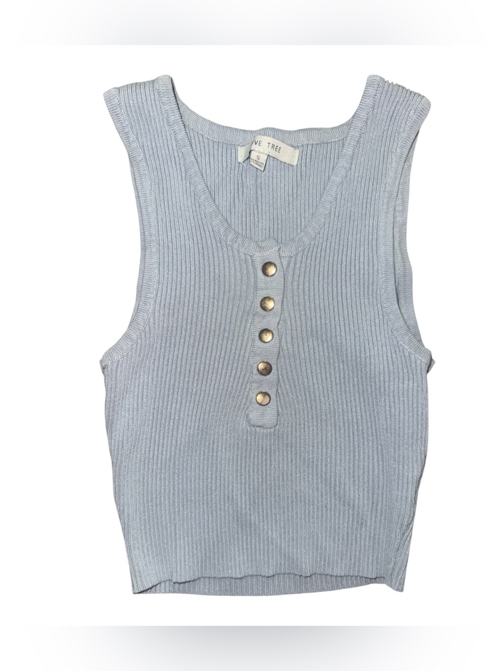 Love Tree Light Grey Blue Ribbed Henley Crop Top Fitted Tank Little Girls Small